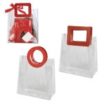 Прозрачна ПВЦ чанта с кожена дръжка