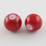 Наниз мъниста стъкло топче 8 мм дупка 1.3±1.6 мм рисувано червено и черно±80 см ±100 броя