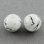 Наниз мъниста стъкло топче 12 мм дупка 1.3~1.6 мм рисувано бяло и черно~80 см ~66 броя