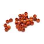 Дървено топче 9x8 мм дупка 3.5 мм оранжево -50 грама ~245 броя