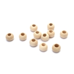 Мънисто дърво топче 14x16 мм дупка 4~5 мм бяло -50 грама ~38 броя