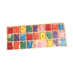Комплект дървени букви 26 вида x 5 броя в кутия 12.5x29.7x1.5 см
