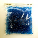 Мъниста стъклена 4мм. прозрачна синя 3 -50 грама