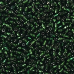 Мъниста стъклена 4 мм сребърна нишка светло зелена -50 грама