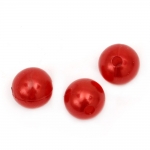 Мънисто перла топче 12 мм дупка 3 мм червено -50 грама ~57 броя