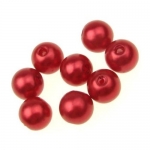 Мънисто перла топче 10 мм дупка 2 мм червено -50 грама ~100 броя