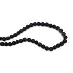 Наниз мъниста стъкло топче 10 мм матирано черно ±80 см ±85 броя