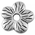 Мънисто метал цвете 22x2 мм дупка 4.5 мм цвят сребро -5 броя