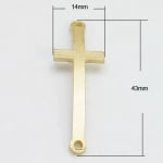 Свързващ елемент метал кръст 43x14x2 мм дупка 2 мм цвят злато -2 броя