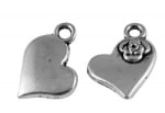 Висулка метална сърце 14x11.5x3 мм дупка 2 мм цвят сребро -10 броя
