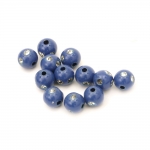 Мънисто имитация камъчета топче 6 мм дупка 1 мм синьо -50 грама ~550 броя