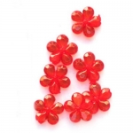 Мънисто кристал цвете 14x4 мм дупка 1 мм червено -50 грама ± 110 броя