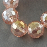 Наниз мъниста кристал многостен 8 мм дупка 1 мм галванизиран розов дъга ±72 броя