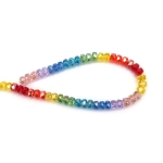 Наниз от кристални мъниста 8x5 мм дупка 1.5 мм фасетиран прозрачен с AB покритие цвят МИКС ~50 броя