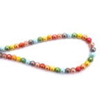 Наниз от стъклени мъниста топче 8 мм дупка 1 мм плътен с AB покритие цвят перлен МИКС ~50 броя