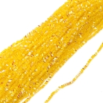 Наниз от кристални мъниста 3x4x3 мм дупка 1 мм фасетиран прозрачен с AB покритие цвят жълт дъга ~138 броя