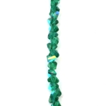 Наниз от кристални мъниста 3x4x3 мм дупка 1 мм фасетиран прозрачен с AB покритие цвят TEAL дъга ~130 броя