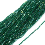 Наниз от кристални мъниста 3x4x3 мм дупка 1 мм фасетиран прозрачен с AB покритие цвят TEAL дъга ~130 броя