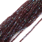 Наниз от кристални мъниста 3x4x3 мм дупка 1 мм фасетиран прозрачен с AB покритие цвят лилав дъга ~130 броя