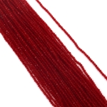 Наниз от кристални мъниста топче 2 мм дупка 1 мм фасетиран цвят червен прозрачен ~180 броя