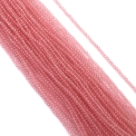 Наниз от кристални мъниста топче 3 мм дупка 1 мм фасетиран прозрачен цвят розов ~140 броя