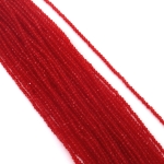 Наниз от кристални мъниста топче 3 мм дупка 1 мм фасетиран прозрачен цвят червен ~140 броя