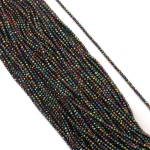 Наниз от кристални мъниста топче 3 мм дупка 1 мм фасетиран плътен галванизиран цвят ирис графит ~140 броя