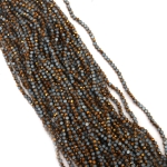 Наниз от кристални мъниста 4x3x4 мм дупка 1 мм фасетиран галванизиран цвят бял и злато ~75 броя