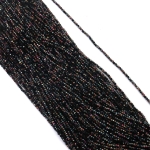 Наниз от кристални мъниста топче 2 мм дупка 0.6 мм фасетиран плътен с AB покритие цвят черен дъга ~220 броя