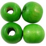 Мънисто дърво топче 14x16 мм дупка 4~5 мм зелено -50 грама ~38 броя