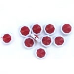 Мънисто двуцветно многоъгълно 18 мм бяло и червено -50 грама -42 броя