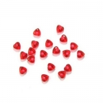 Мънисто кристал сърце 12x12x6 мм дупка 3 мм червено -50 грама ~ 100 броя
