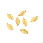 Висулка метална листо 11.5x25x0.5 мм дупка 0.5 мм цвят злато -20 броя