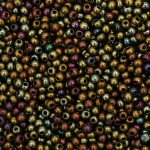 Мъниста стъклена тип чешка 2 мм плътна ирис златна-15 грама ~ 2050 броя