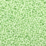 Мъниста стъклена тип чешка 2мм плътна перлена светло зелена -15 грама ~ 2050 броя