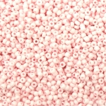 Мъниста стъклена тип чешка 3x2.8~3.2 мм дупка 0.8~1.1 мм плътна розова бледа пастел -15 грама ~470 броя
