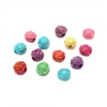 Мънисто цвете плътно ДЪГА 11x9.5 мм дупка 3 мм МИКС -50 грама ~100 броя
