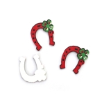 Фигурка дърво подкова с детелина 19x21x2 мм цвят червен -10 броя