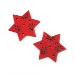 Дървена фигурка звезда 51x44x3 мм цвят червен -10 броя