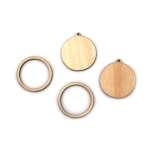Дървена основа за медальон кръг 2 части 30x33x2.5 мм рамка 30x2.5 мм вътрешен диаметър 25 мм дупка 1 мм цвят дърво -5 броя