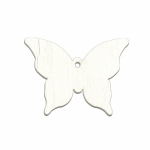 Висулка дърво пеперуда 38x50x2 мм дупка 2 мм цвят бял -5 броя