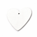 Висулка сърце 50x48x2.5 мм дупка 2.5 мм бяла с коледни мотиви -5 броя
