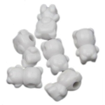 Мънисто плътно мече 15х8 мм дупка 3 мм бяло -50 грама ± 40 броя