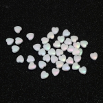 Плътни мъниста с форма на сърце 9x4 мм дупка 1.5 мм цвят бял дъга -20 грама ~110 броя