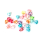 Плътни мъниста с форма на сърце многостенни 12x8 мм дупка 1.5 мм микс цветове -20 грама ~40 броя