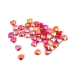 Кристални мъниста с форма на сърце 9x4 мм дупка 1.5 мм цвят червен дъга -20 грама ~110 броя 