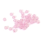 Кристални мъниста с форма на топче с релефна роза 8 мм дупка 1 мм  цвят светло розов дъга -20 грама ~80 броя 