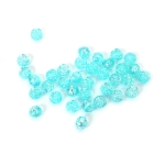 Кристални мъниста с форма на топче с релефна роза 8 мм дупка 1 мм  цвят светло син дъга -20 грама ~80 броя 