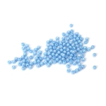 Плътни мъниста с форма на топче 4 мм дупка 1 мм цвят светло син дъга -20 грама ~700 броя 