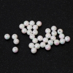 Плътни мъниста с форма на топче 8 мм дупка 2 мм цвят бял дъга -20 грама ~78 броя 